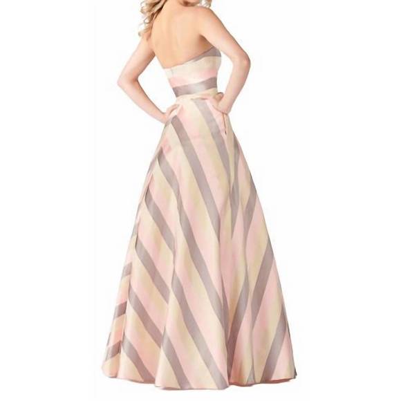 NEW COLETTE BY MON CHERI strapless satin ballgown in pink multi - Picture 2 of 3